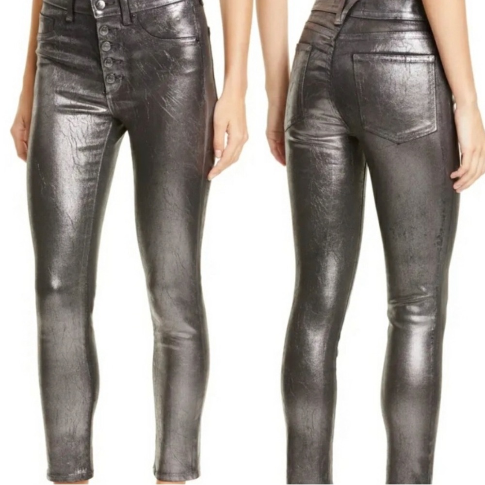 Veronica Beard size 28 High Waisted Skinny chrome jeans